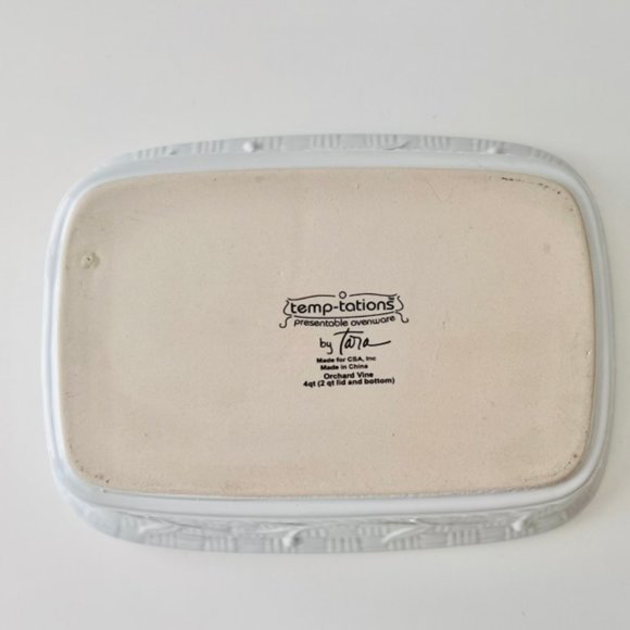 Temp-tations by Tara Orchard Vine Ovenware Covered White Casserole Dish 4 Qt. - Picture 5 of 6